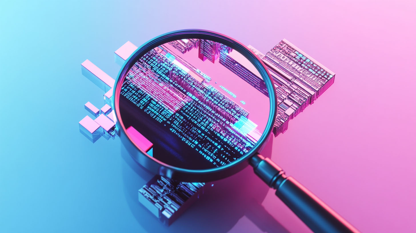 Lupe und Code - Bild für Blogpost Alles über SEO 2025, wenn man nichts davon wissen will. von Philip Reitsperger